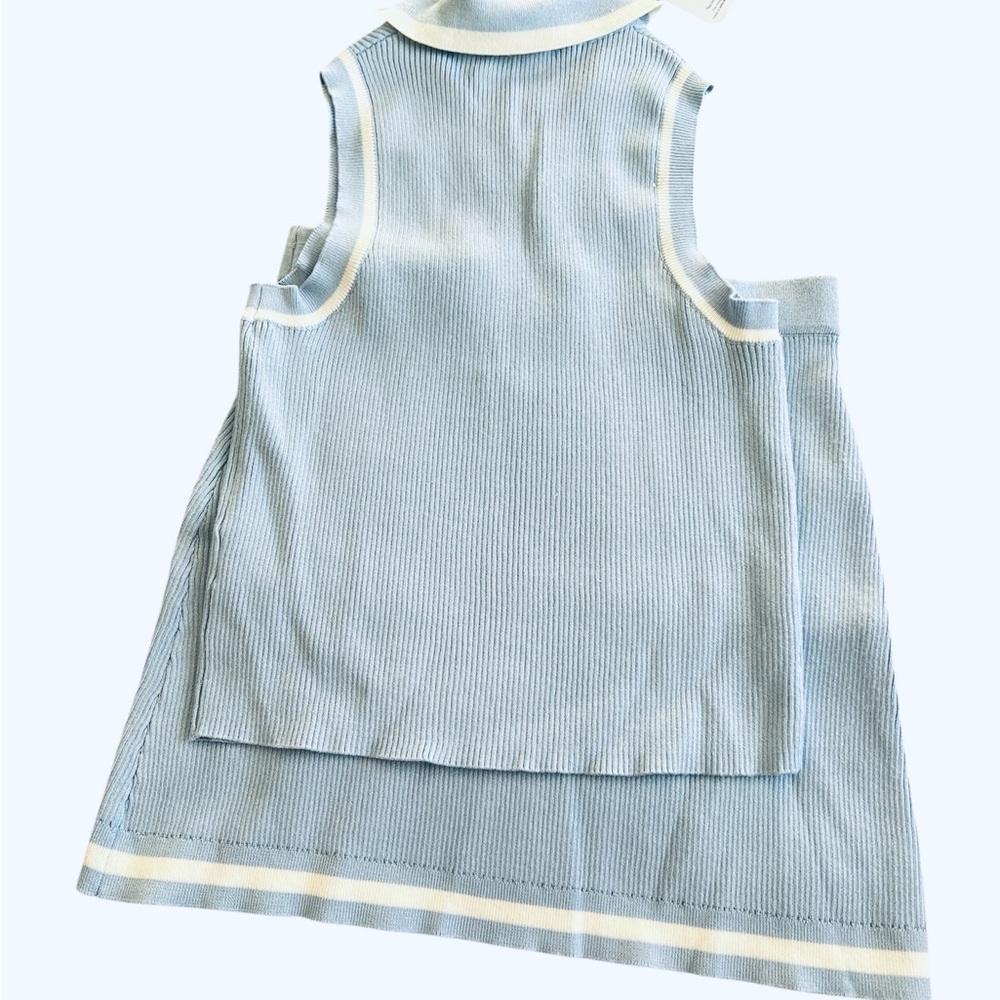Pink rose Light Blue Sleeveless Top and Skirt Set - Picture 7 of 10